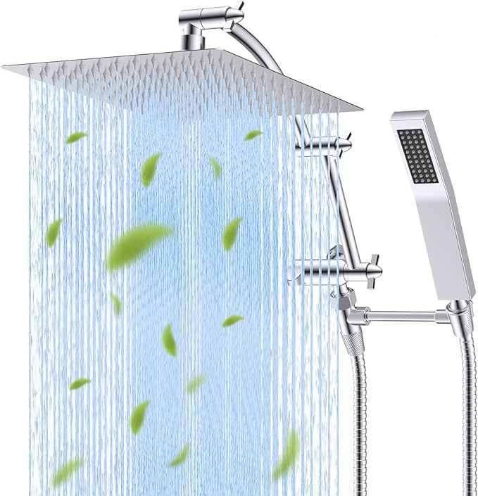 Hibbent All Metal 12'' Rainfall Shower Head, Dual Shower Head Combo, High by Hibbent