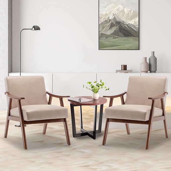 KEIKI Mid Century Modern Accent Chair w/High Wingback, Comfy Fabric Living Room - Image 2
