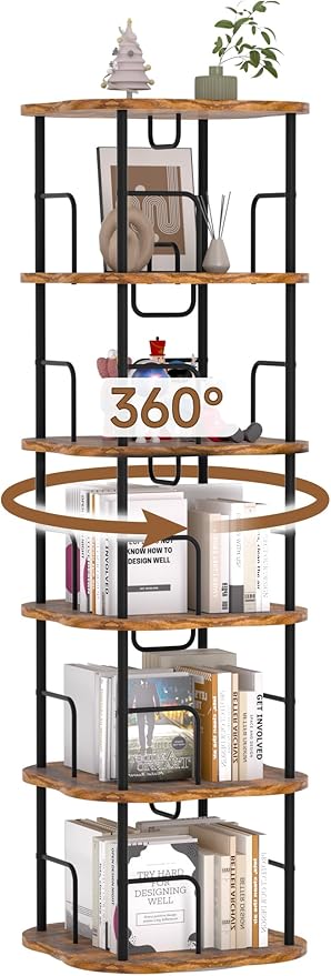5-Tier Rotating Book Shelf, 360° Display Spinning Bookshelf Tower, Book by Unknown