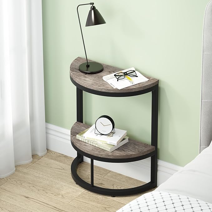 Tribesigns 2-Tier End Table Semi Circle, Small Half Round Side Table - Image 3