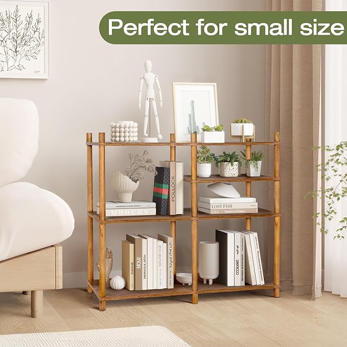 YGYQZ Wooden 3 Tier Storage Shelf, 5 Cube Short Small Book Shelf Simple and - Image 5