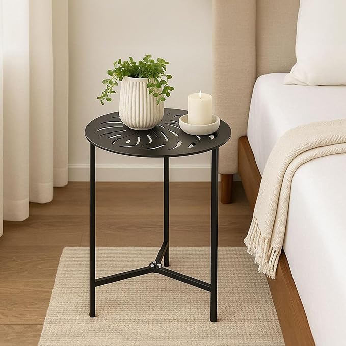 2 Packs 13" Metal Outdoor Side Tables Small Black Outside End Table - Image 6