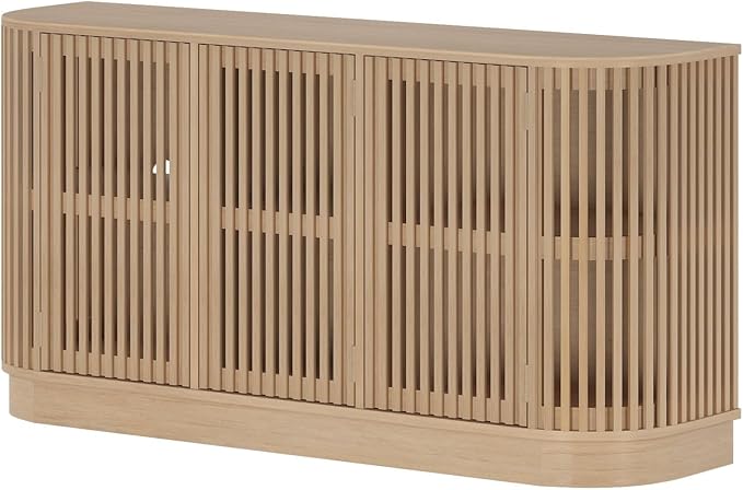 Plank+Beam Contour Wood TV Stand, Three Door Solid Wood Entertainment Console - Image 11