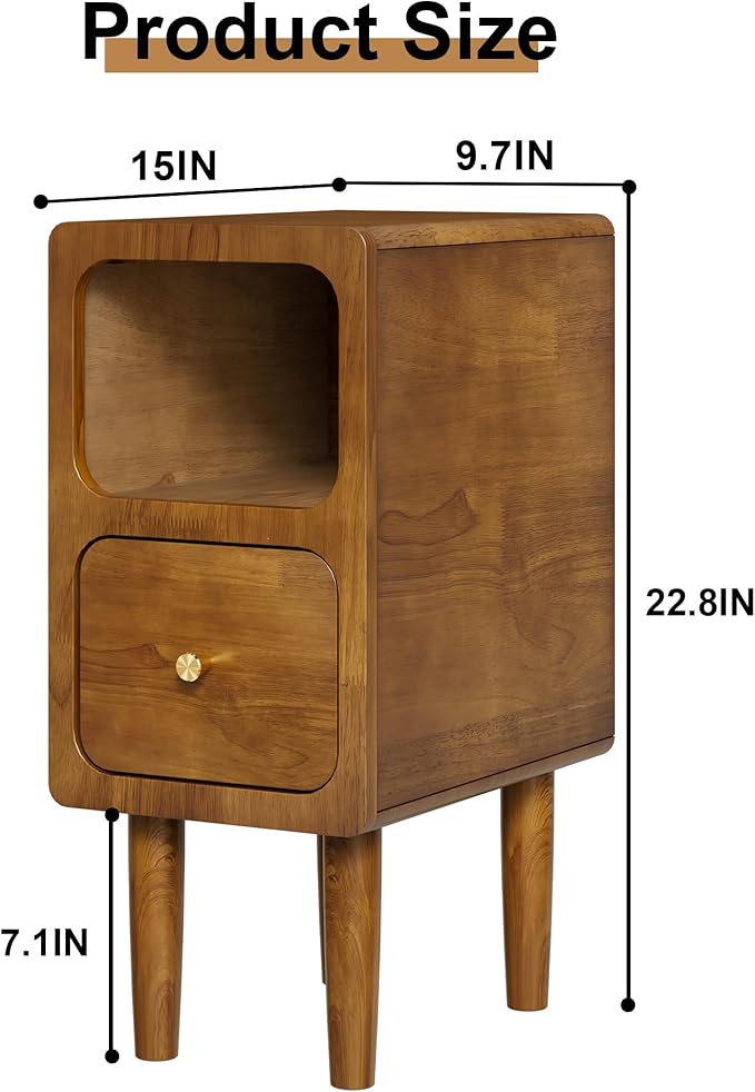 Narrow Nightstand, Solid Wood Night Stand - Image 3