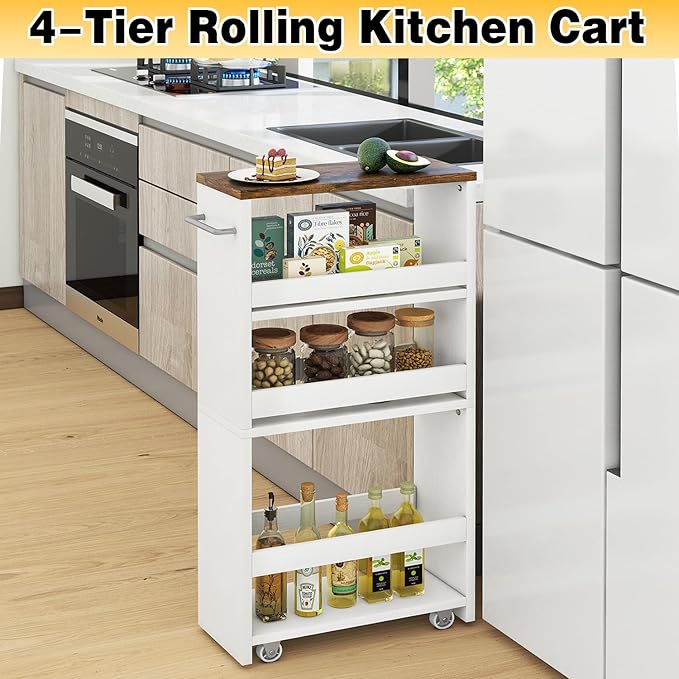 IBUYKE Slim Storage Cart 5.9" W, Rolling Organizer Trolley - Image 6
