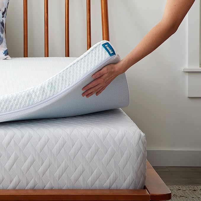 LUCID 4 Inch Gel Memory Foam Topper and LUCID Zippered Enclosure Mattress by Lucid