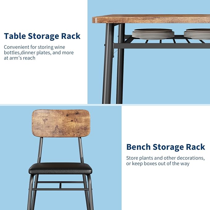 IDEALHOUSE 3-Piece Dining Table Set - Image 3