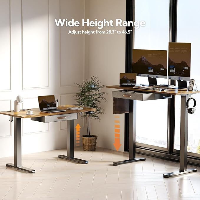 Seang Standing Desk with Drawer, 3 Memory Height Settings with Cable Grommets & - Image 7