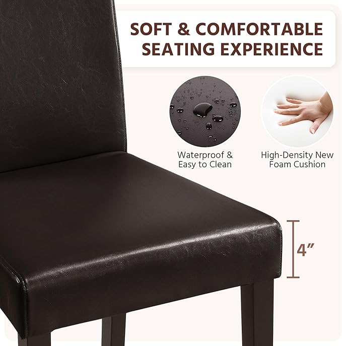 Yaheetech Dining Chairs Set of 6 Faux Leather Modern Dining Room Chairs - Image 4