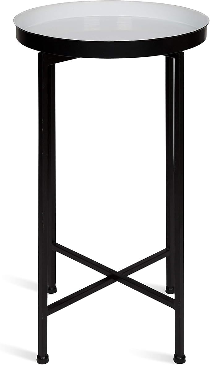 Kate and Laurel Celia Round Foldable Tray Accent Table, Modern Minimalist - Image 4