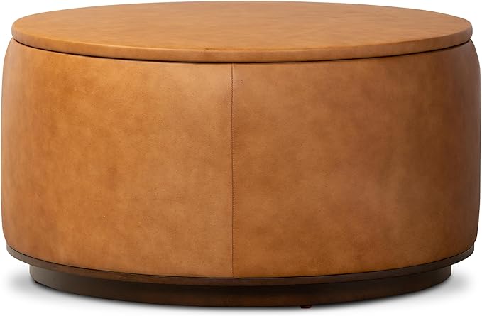 POLY & BARK Herve Storage Ottoman in Cognac Tan - Image 7