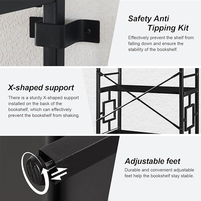 HOMISSUE Tall Bookshelf, Industrial Bookshelf - Image 5