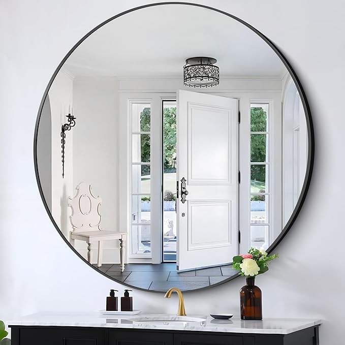 Black Round Mirror, Living Room - Image 2