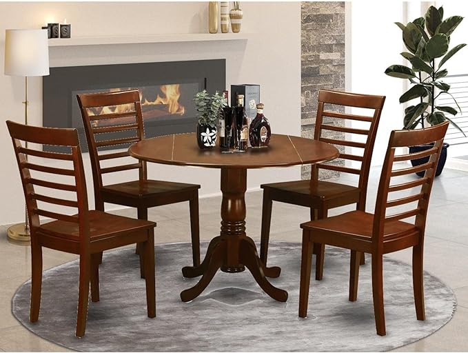 East West Furniture DLML5-MAH-W 5 Piece Modern Dining Table Set Includes a - Image 6