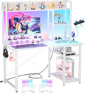 Cyclysio Gaming Desk with Hutch, Home Office Desk with Reversible 5 Tiers by Cyclysio