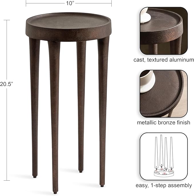 Kate and Laurel Rava Modern Metal Round Drink Table, Cast Aluminum Accent Table - Image 3