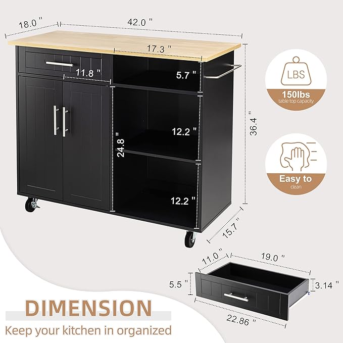 Shintenchi Kitchen Island Cart - Image 2