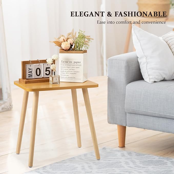 FORAOFUR Side Table, Modern End Table, Wooden Small - Image 4