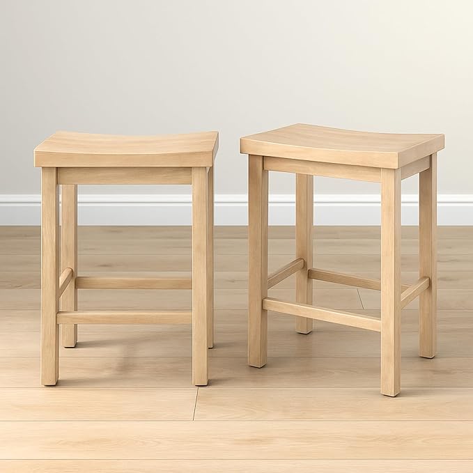 Grain & Grove Smith Collection Set of 2 Solid Wood Counter Height Bar Stools by GrainGrove