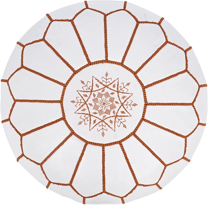 Marrakesh Gallery Genuine Leather Round Pouf Unstuffed - Image 3