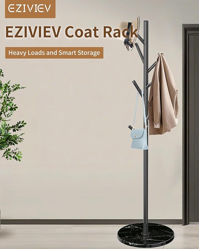 EZIVIEZ Modern Coat Rack Stand, Metal Freestanding Coat Rack - Image 7