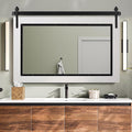 YOSHOOT Farmhouse Barn Door Mirror, Wood Frame Wall Mirror, Wooden Mirror by YOSHOOT