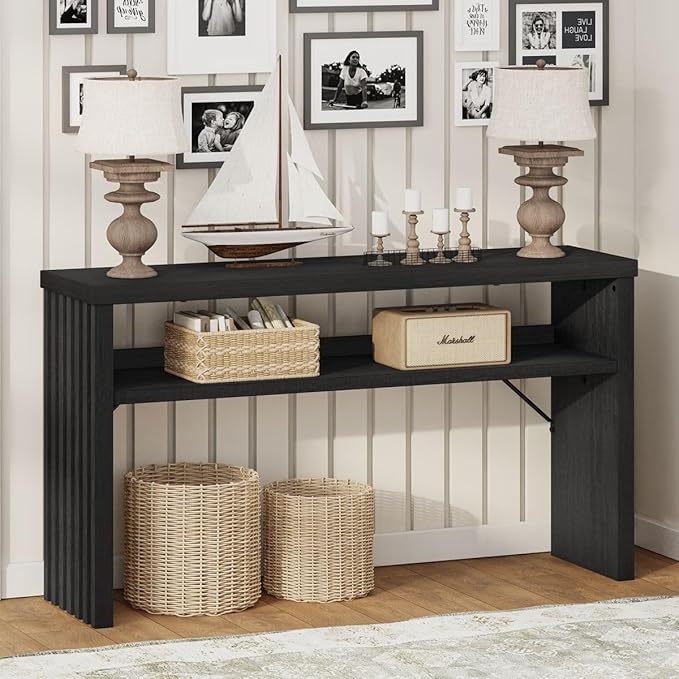 BON AUGURE Console Table with Storage, Wooden Couch Tables Behind Sofa - Image 9