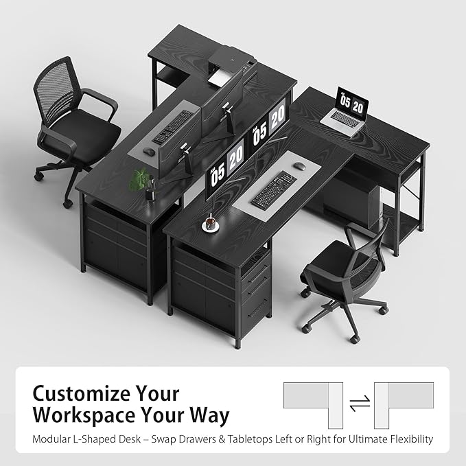 55" Computer Desk with Drawers, Desks - Image 5