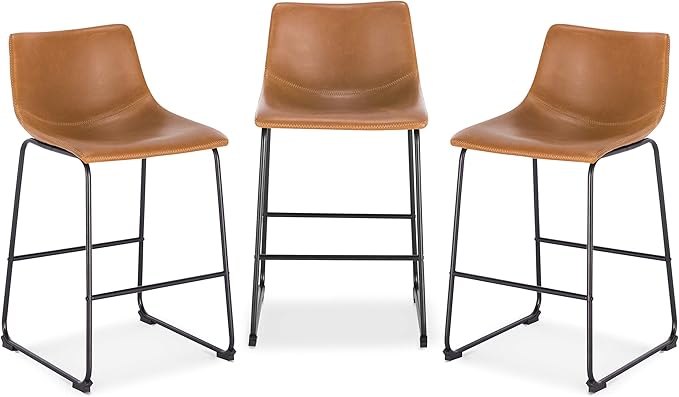 POLY & BARK Bar Stools Set of 3 – 34" Counter Height Chairs by POLYBARK