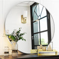 Silver Round Bathroom Mirror, 30 inch Circle Wall Mounted Hanging Mirror by VooBang