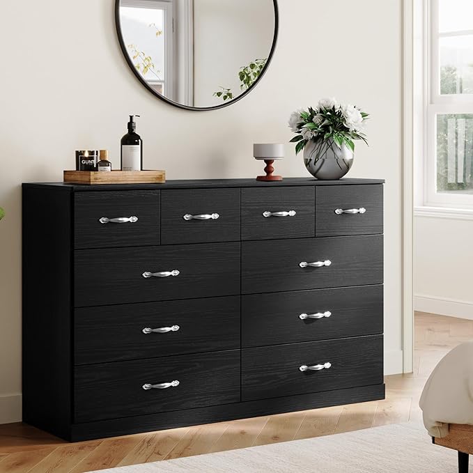LINSY HOME 10 Drawer Dresser for Bedroom, Modern TV Stand Dressers by LINSYHOME