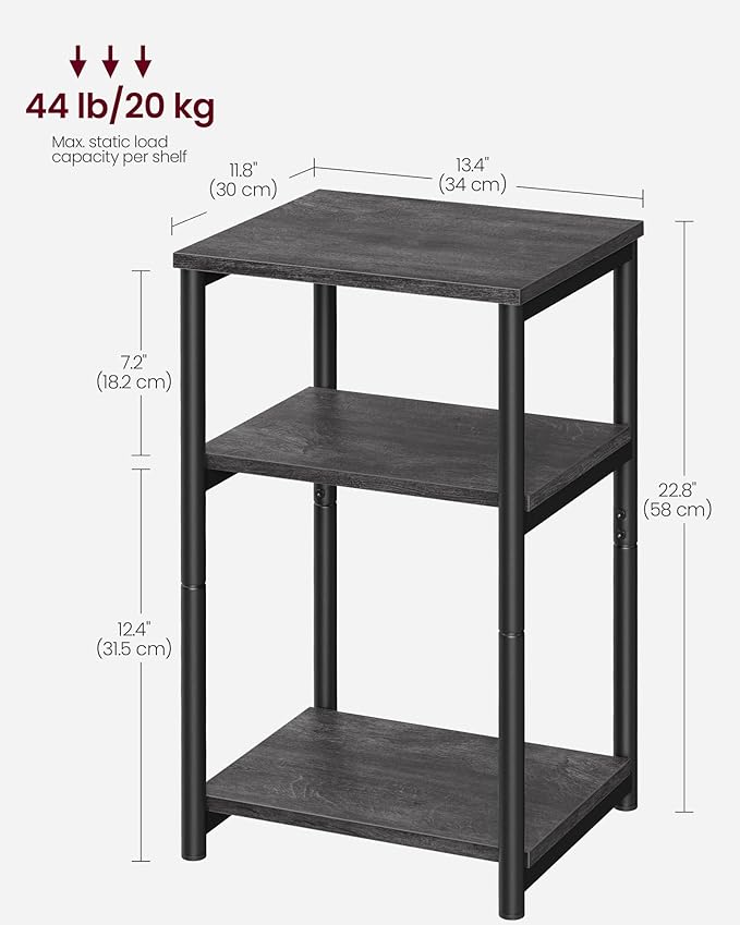VASAGLE Side Table, Small End Table, Tall Nightstand - Image 3