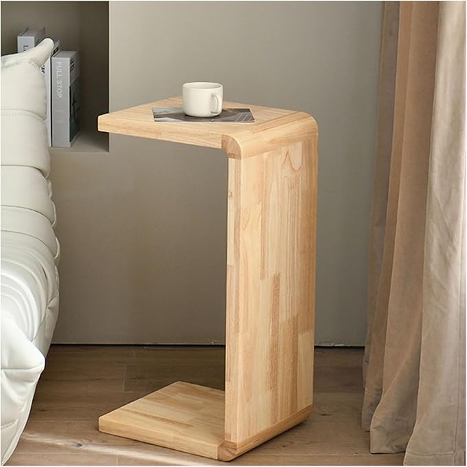 C Shaped End Table, Solid Wood C Side Table by Unknown