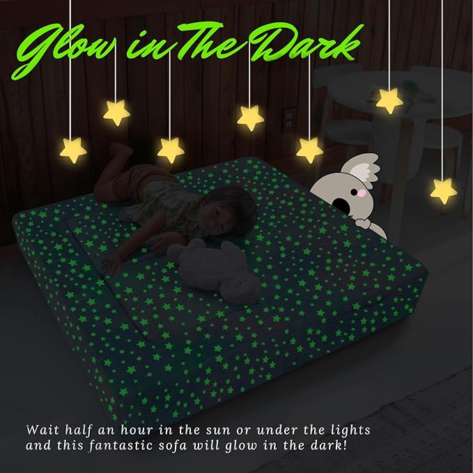 MeMoreCool Kids Play Couch for Playroom, Toddler Glow in Dark Sofa, Modular - Image 4