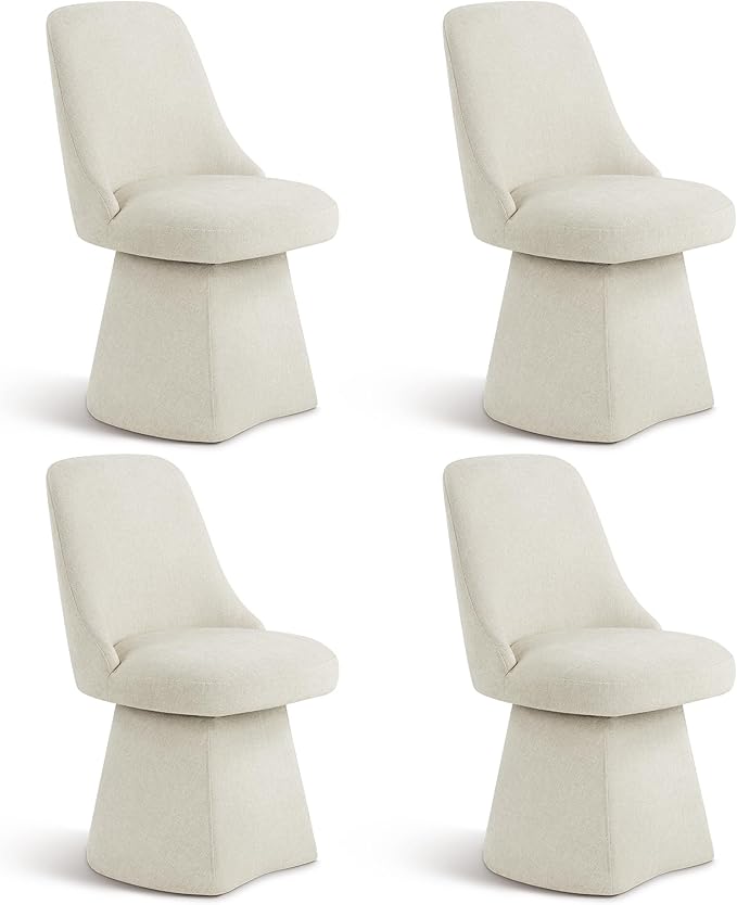 Swivel Dining Chair Mid Century Modern DeskChair High Back Upholstered Linen by Kislot