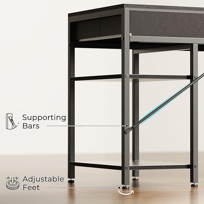 Huuger Computer Desk with 6 Drawers, 63 Inch Office Desk with Shelves, - Image 8
