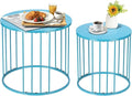 SUNNYPARK Outdoor Side Table Set of 2, Metal Circle Accent End Tables by SUNNYPARK