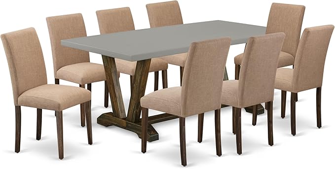 East West Furniture V797AB747-9 9 Piece Dining Table Set Includes a Rectangle by EastWestFurniture