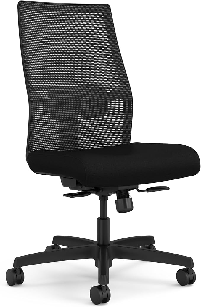 HON Ignition 2.0 Armless Ergonomic Office Chair, Adjustable Tilt, Swivel Wheels by HON