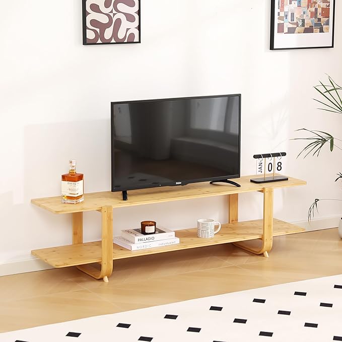 Tiita Bamboo TV Stand for 55 Inch TV, Entertainment Center by TiitaHome