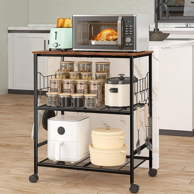 Rolling Kitchen Microwave Cart - Image 3
