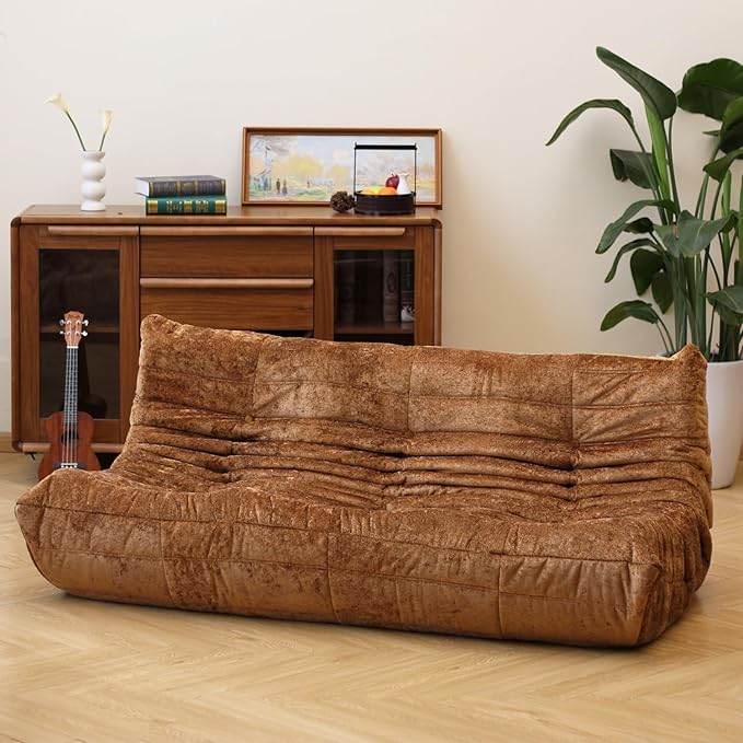 N&V Fireside Chair, Mid Century Armless Floor Sofa, Soft Premium Chenille Floor by NV