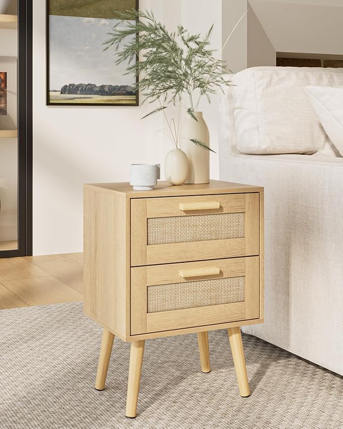 Masupu Rattan Night Stand, Modern nightstand Boho Bedside Table - Image 8