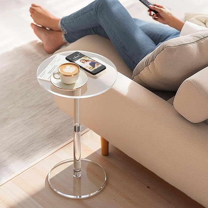 11.8" Round Clear Acrylic End Table - Image 2