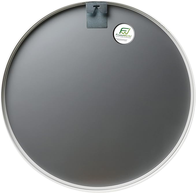 FrameWorks 24" Deluxe Contemporary White Circular Aluminum Mirror - Image 2