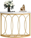 LITTLE TREE Half Moon Gold Console Table, 43 Inch Modern Faux Marble Entryway by LITTLETREE