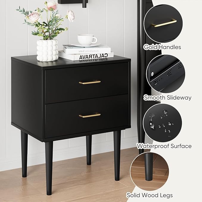 Smart FENDE 26 inch Tall Black Nightstand - Image 4