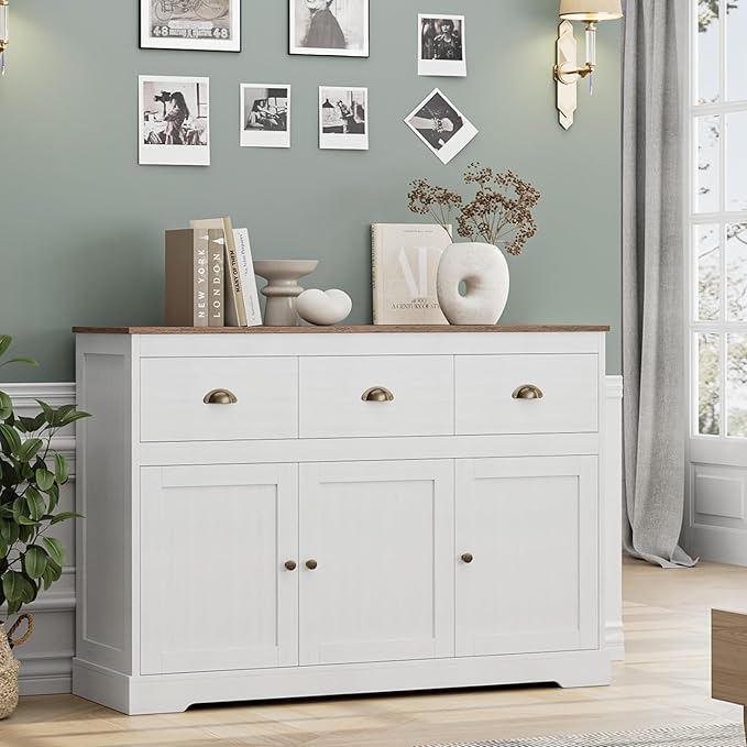 Keyluv Buffet Cabinet Storage Kitchen Sideboard Farmhouse Buffet Server Bar - Image 9