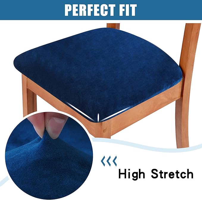 Smiry Velvet Seat Covers for Dining Room Chair Set of 2, Stretch Fit Removable - Image 4