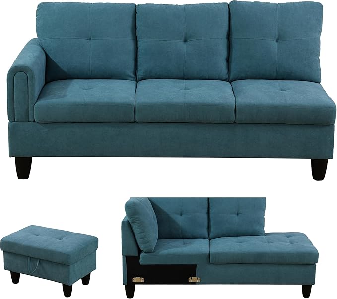 L Shaped Sectional Sofa with Ottoman, Modern Couches - Image 5